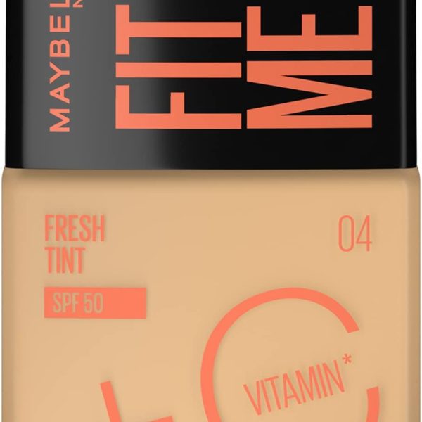 Maybelline New York, Fit Me Fresh Tint Foundation SPF 50 with Brightening Vitamin C, 04