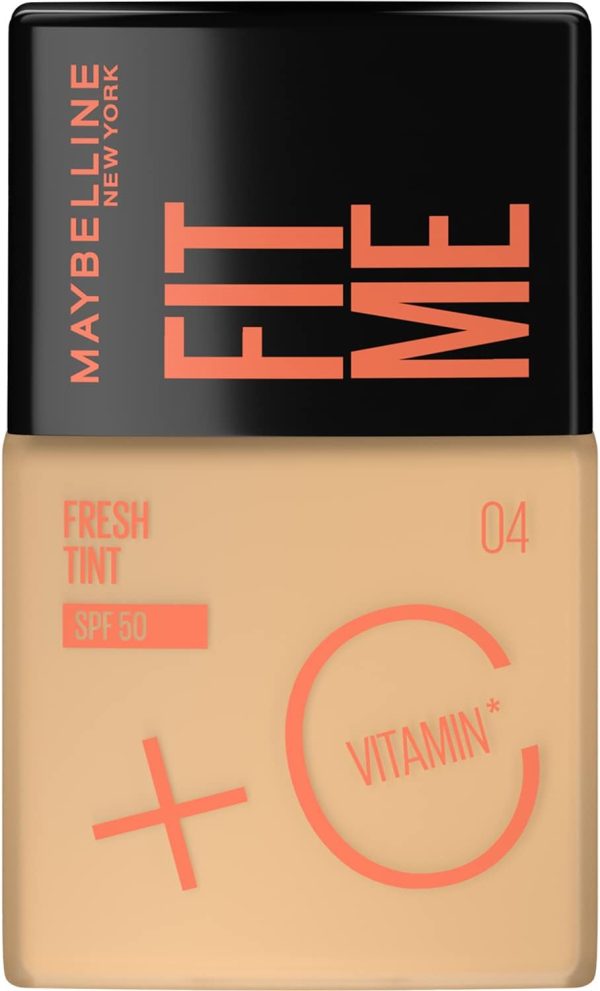 Maybelline New York, Fit Me Fresh Tint Foundation SPF 50 with Brightening Vitamin C, 04