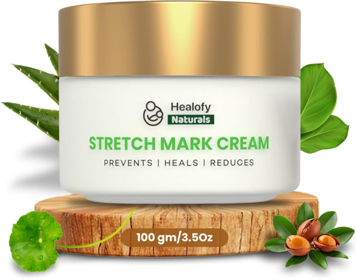 Healofy Stretch Marks Cream - Visible Results in 28 Days | Advanced Stretch Mark Removal Cream | Reduces Stretch Marks & Scars | Hydrates, Heals & Rejuvenates Skin | Safe Oil & Butter Blend (Shea,