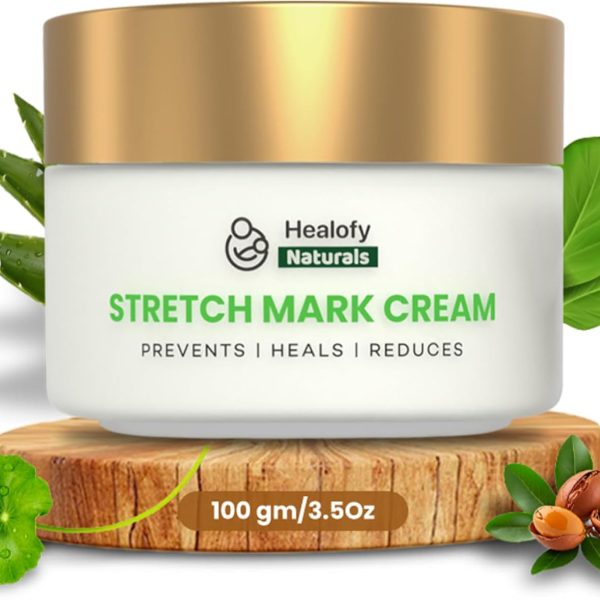 Healofy Stretch Marks Cream - Visible Results in 28 Days | Advanced Stretch Mark Removal Cream | Reduces Stretch Marks & Scars | Hydrates, Heals & Rejuvenates Skin | Safe Oil & Butter Blend (Shea,