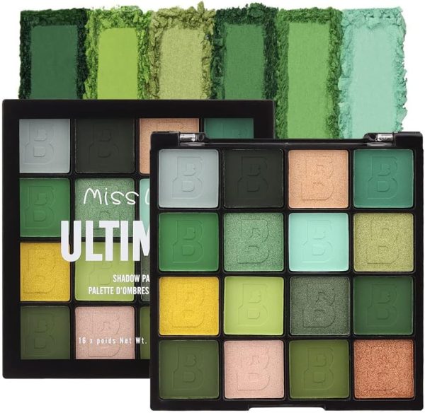 SYOSI 16 Colors Shimmer Matte Eyeshadow Palette,Light to Dark Green Eye shadow Paleta,Highly Pigmented Glitter Powder Palet Forest Grass Green,Olive Green,Tea Green,Pale Green,Moss Green Eye Makeup