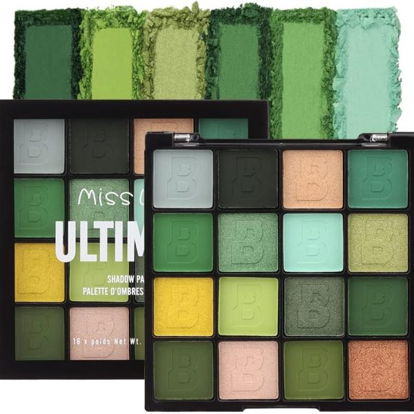 SYOSI 16 Colors Shimmer Matte Eyeshadow Palette,Light to Dark Green Eye shadow Paleta,Highly Pigmented Glitter Powder Palet Forest Grass Green,Olive Green,Tea Green,Pale Green,Moss Green Eye Makeup