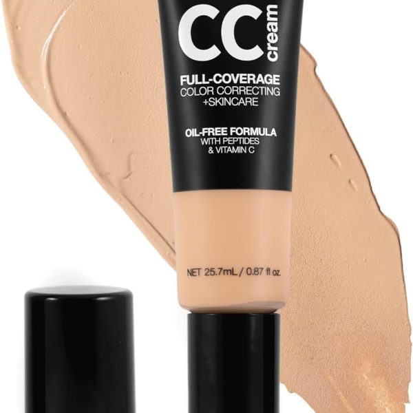 Palladio CC Cream | 25.7ml | Full-Coverage Color Correcting + Skincare | Oil-Free Formula with Peptides & Vitamin C | Light 21C