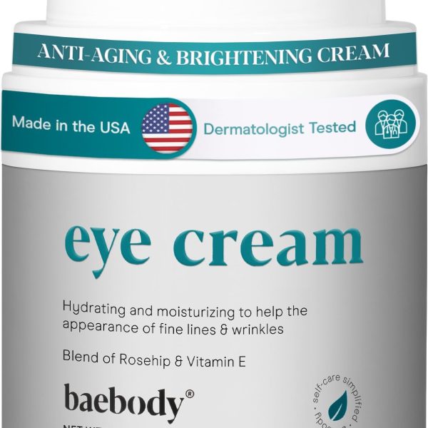 Baebody Eye Cream Rosehip Hibiscus for Appearance of Fine Lines, Wrinkles, Dark Circles, and Bags - Intensive Anti-Aging Cream for Under and Around Eyes - 1.7 fl oz