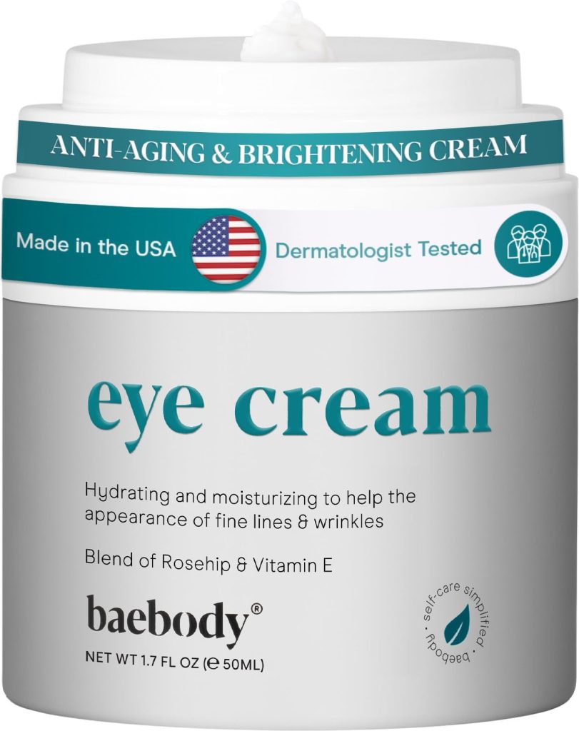 Baebody Eye Cream Rosehip Hibiscus for Appearance of Fine Lines, Wrinkles, Dark Circles, and Bags - Intensive Anti-Aging Cream for Under and Around Eyes - 1.7 fl oz