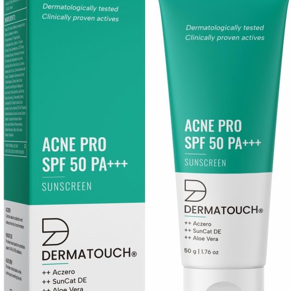 واقي من الشمس Acne Pro بعامل حماية من الشمس 50 PA+++ من ديرما تاتش | لا يسبب حب الشباب | حماية من الأشعة فوق البنفسجية فئة A وB | زيرو وايت كاست | للجنسين | 50 غرام