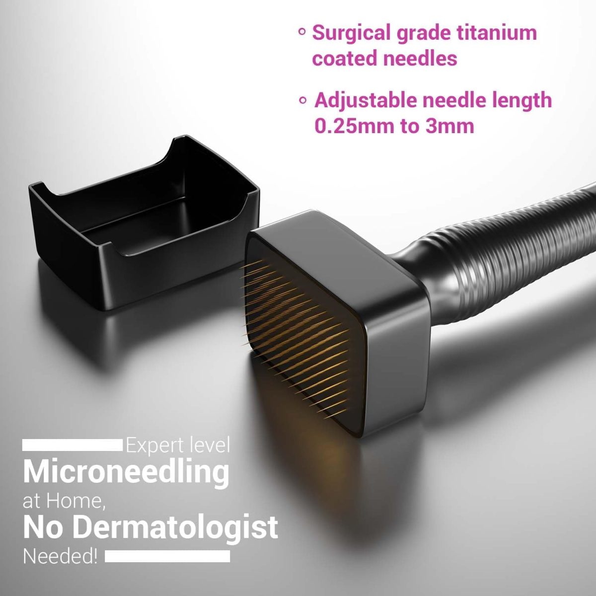 Sotrue Derma Microneedling Stamp for Hair Growth, Titanium Coated Adjustable Needles 0.25mm to 3mm, 140 Stamp for Skin Repair, Face, Hair & Beard Growth, Safe & Effectiv - Derma Roller Alternative