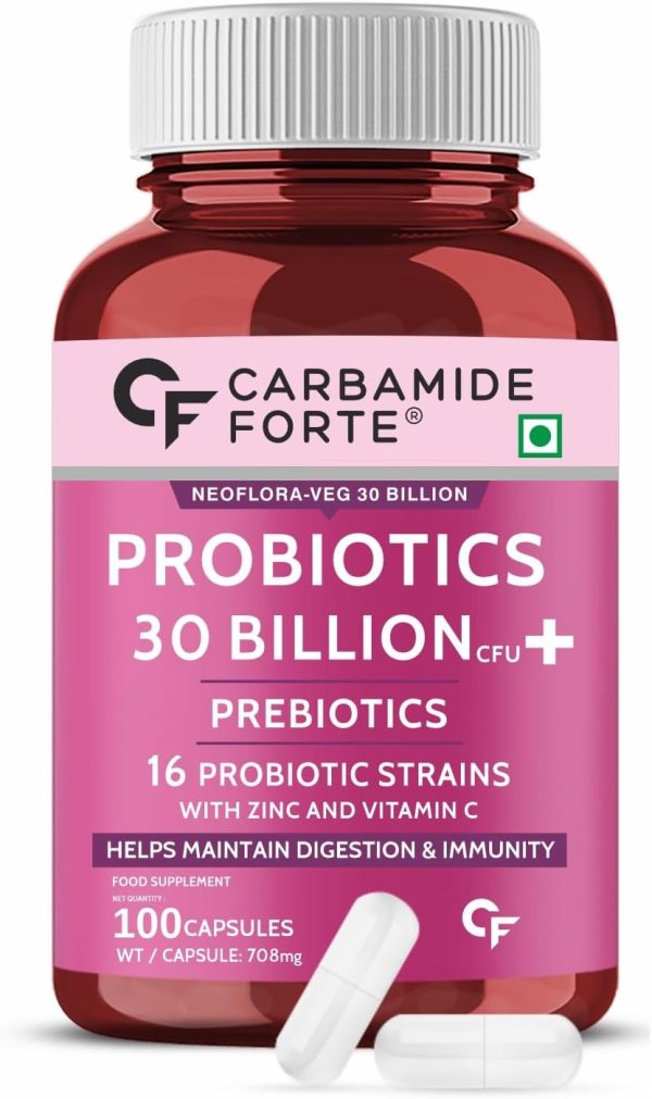 Carbamide Forte Probiotics For Women & Men- Probiotics 30 Billion Supplement - 100 Veg Capsules