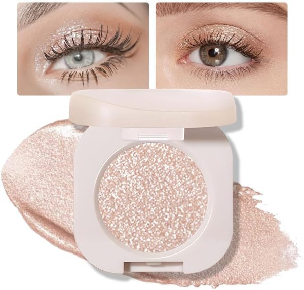 Single Eyeshadow Compact, Monochrome Eyeshadow, Shimmer Glitter Metallic Neutral Eye Shadow, Glitter Matte Pressed Powder Single Vegan Eyeshadow, Single Shade Eye Color (11)