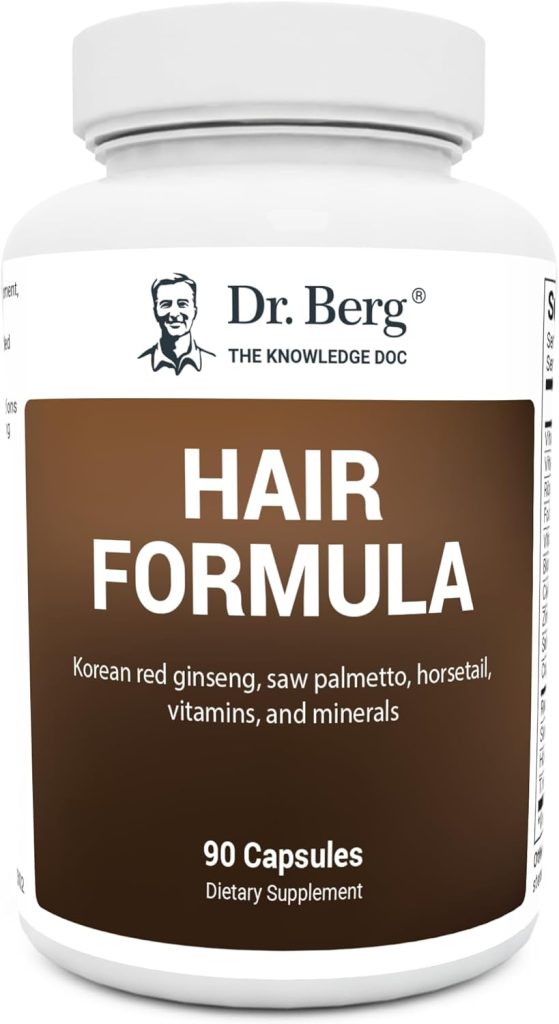 Dr. Berg All in One Hair Vitamins for Men & Women - Advanced Hair Formula Includes Biotin, Saw Palmetto, DHT Blocker & Trace Minerals - Hair Supplement for Hair, Skin & Nails - 90 Veg Capsules