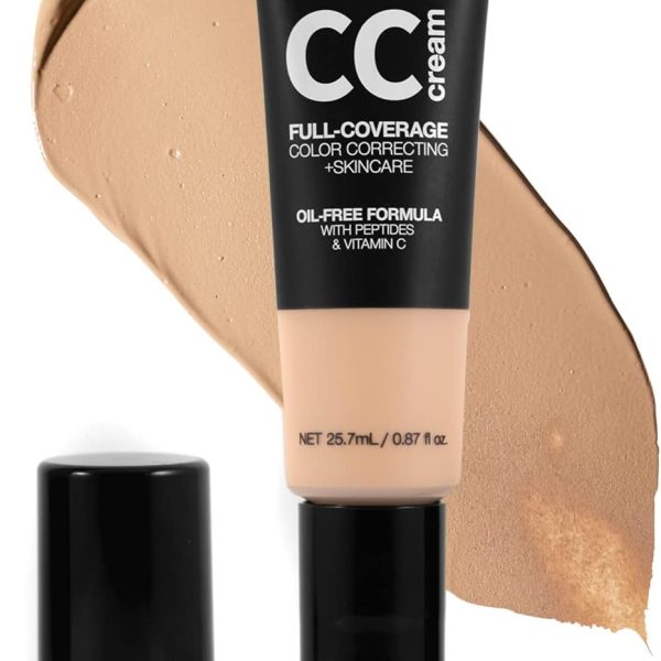 Palladio CC Cream | 25.7ml | Full-Coverage Color Correcting + Skincare | Oil-Free Formula with Peptides & Vitamin C | Light 20W