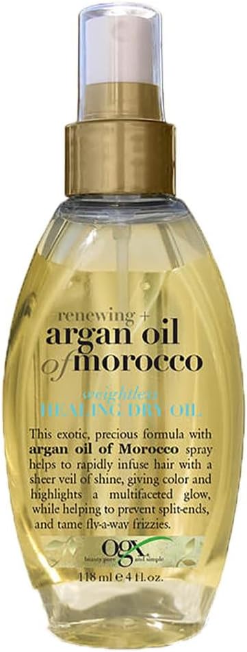 ogx Hair Oil, Renewing+ Argan Oil Of Morocco, Weightless Reviving Dry Oil, Spray, 118ml