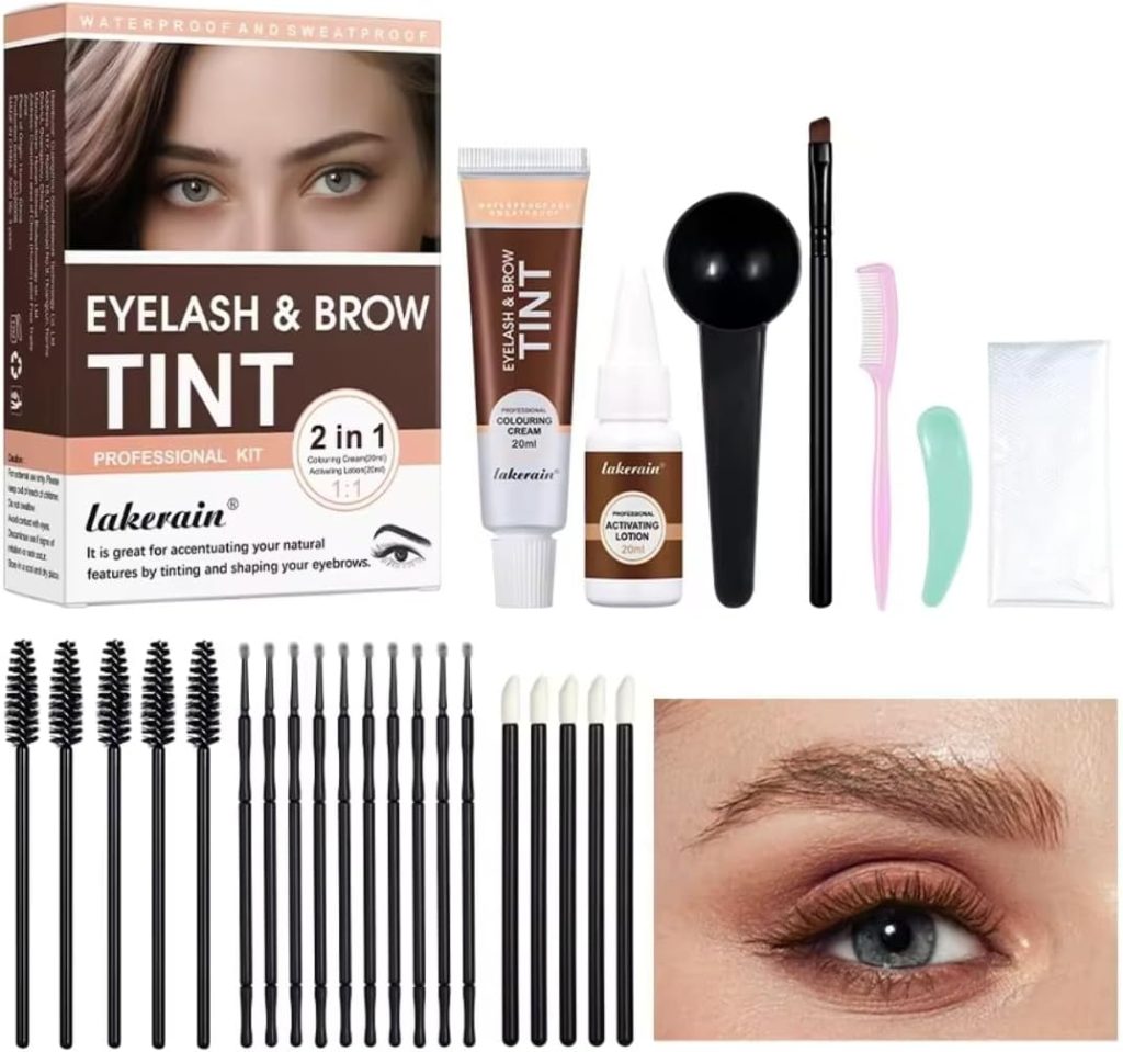 NIKITA.VIVI Eyelash & Brow Tint Dye Color Kit (#02 Brown), 2 in 1 Brow and Lash Tint Professional Kit with Colouring Cream & Aactivating Lotion, Eyebrow Lash Colour Kit, Eyebrow Tint Dye Kit