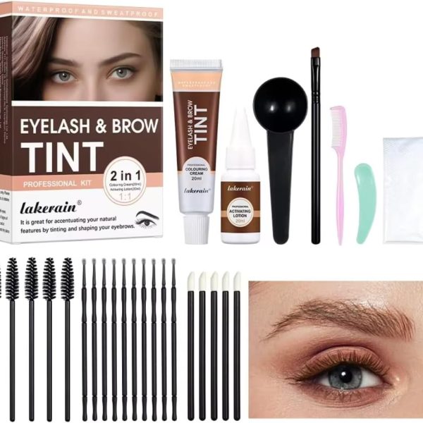 NIKITA.VIVI Eyelash & Brow Tint Dye Color Kit (#02 Brown), 2 in 1 Brow and Lash Tint Professional Kit with Colouring Cream & Aactivating Lotion, Eyebrow Lash Colour Kit, Eyebrow Tint Dye Kit