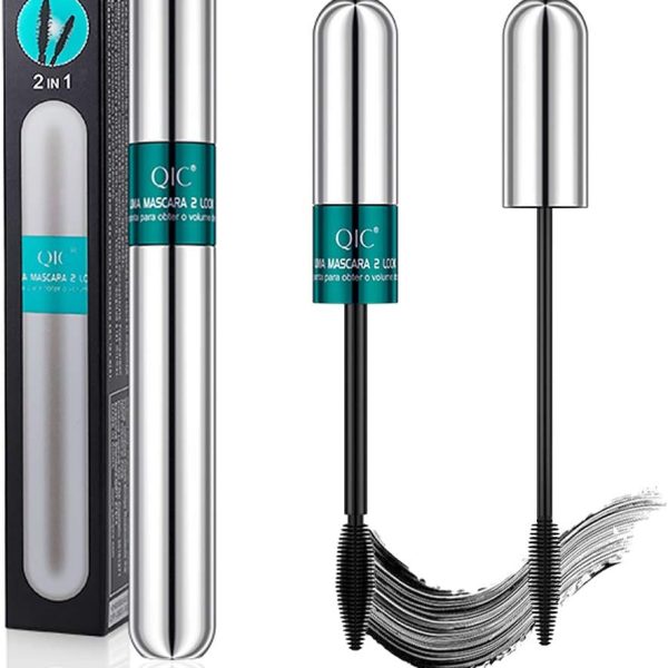 QIC 4D Silk Fiber Lash Mascara, 2 in 1 Mascara For Natural Lengthening And Thickening Effect(Pack of Drak Cyan)