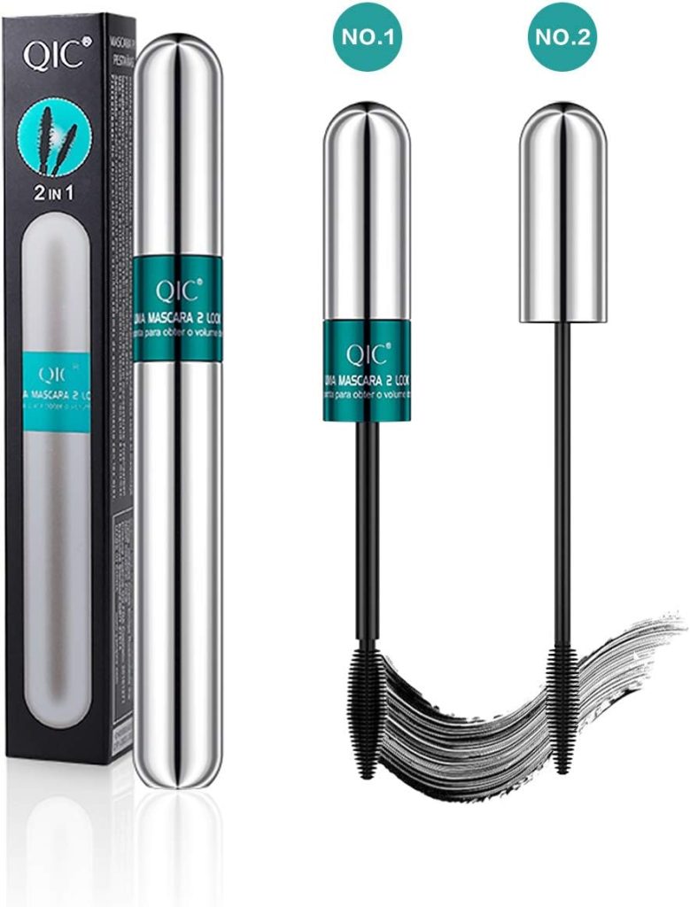 QIC 4D Silk Fiber Lash Mascara, 2 in 1 Mascara For Natural Lengthening And Thickening Effect(Pack of Drak Cyan)