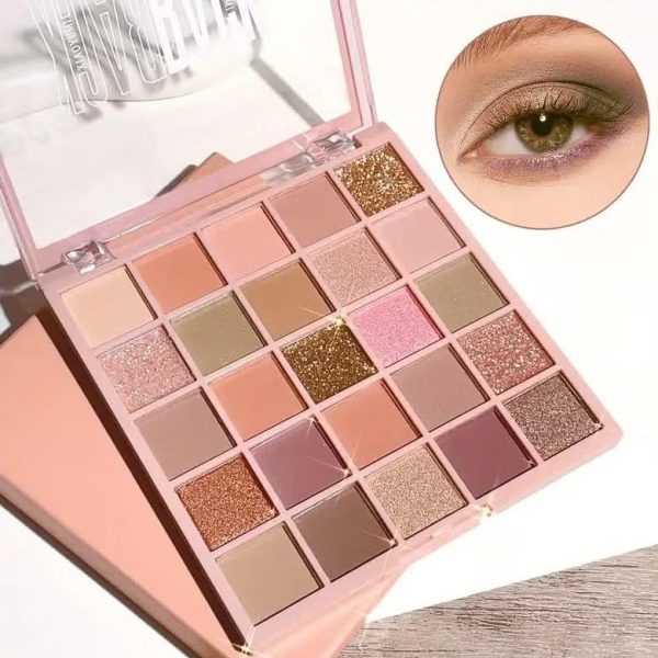 25 Colors Eyeshadow Palette Matte Finish Brown Nude Color Multicolor Eyeshadow High Pigmented Waterproof Sweatproof Daily Eye Makeup