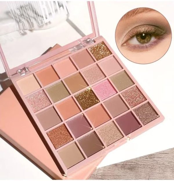 25 Colors Eyeshadow Palette Matte Finish Brown Nude Color Multicolor Eyeshadow High Pigmented Waterproof Sweatproof Daily Eye Makeup