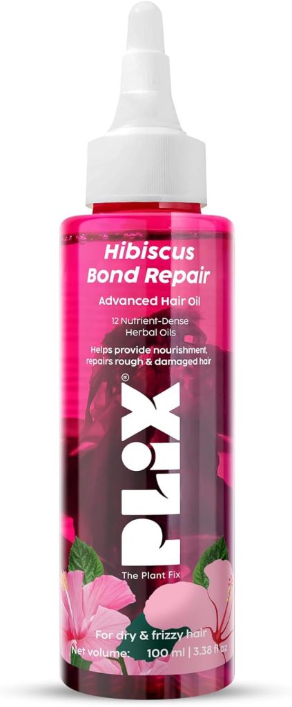 PLIX - THE PLANT FIX Hibiscus Bond Repair Advanced Hair Oil for Damaged Hair - 100ml | Repairs Damaged Hair Due To Heat Styling | Restores Strength & Reduces Breakage