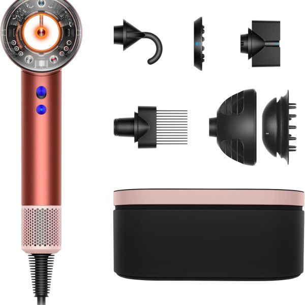 Dyson Special edition Supersonic Nural™ hair dryer in Strawberry bronze and blush pink designed Presentation