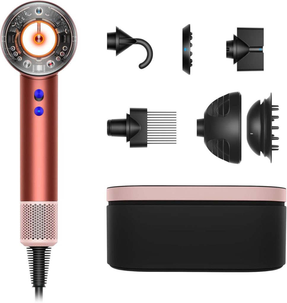 Dyson Special edition Supersonic Nural™ hair dryer in Strawberry bronze and blush pink designed Presentation