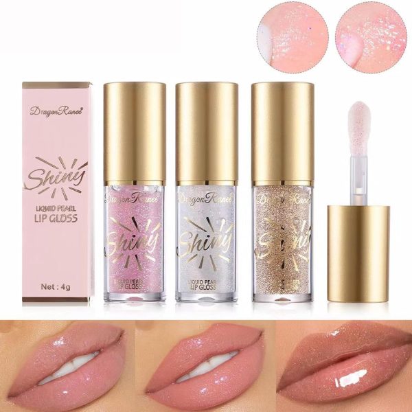 3pcs Shimmery Glitter Moisturizing Lip Oil Big Brush Head Hydrating Lip Glow Oil,Shiny Transparent Lip Gloss Plumping,with Shimmery Finish - Lightweight, Sheer, and Hydrating Lip Care Oil Makeup