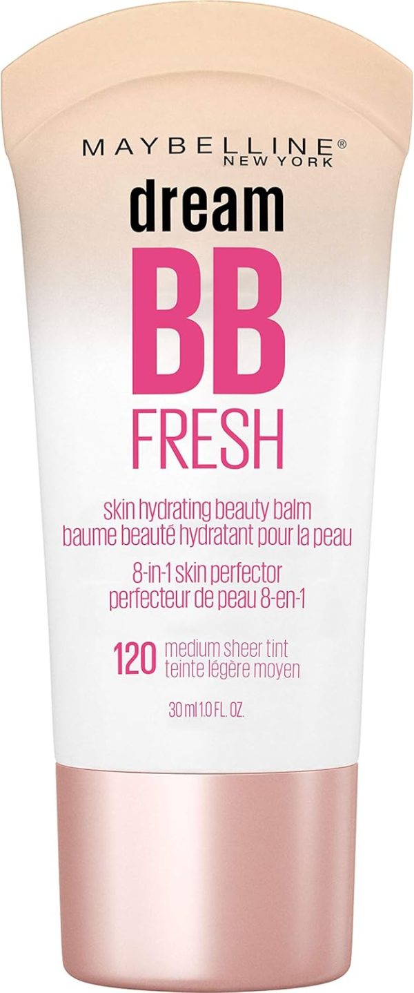 MAYBELLINE Dream Fresh Skin Hydrating BB cream, 8-in-1 Skin Perfecting Beauty Balm with Broad Spectrum SPF 30, Sheer Tint Coverage, Oil-Free, Medium, 1 Fl Oz