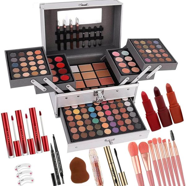 UNIFULL 132 Color All- In- One Makeup For Women Full Kit,Professional Makeup Kit,Makeup Gift Set for Women,Girls&Teens,Include eyeshadow/lipstick/concealer/Lip Gloss/Eyeliner/Mascara（006N2-Silver）