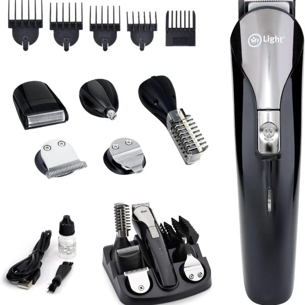 Mr. Light Hair Trimmers,Beard Trimmer,12 in 1 Kit Electric Cordless Nose Trimmer Mens Grooming Trimmer for Beard Head Face and Body USB Rechargeable Shaver- Mr.6020