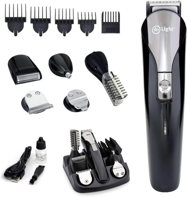 Mr. Light Hair Trimmers,Beard Trimmer,12 in 1 Kit Electric Cordless Nose Trimmer Mens Grooming Trimmer for Beard Head Face and Body USB Rechargeable Shaver- Mr.6020