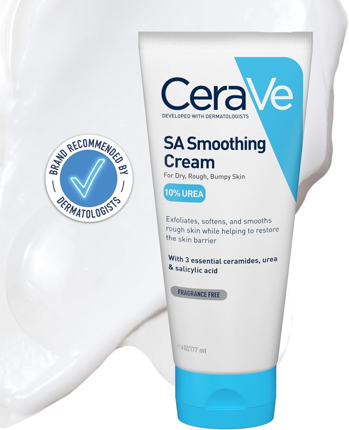 Cerave Sa Smoothing Cream | 177Ml/6Oz | Moisturiser For Dry, Rough & Bumpy Skin