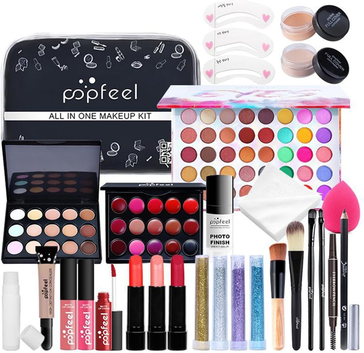 Women's Comprehensive Makeup Kit - Full All-in-One Multipurpose Set, Featuring a Makeup Brush Set, Eyeshadow Palette, Lip Gloss Collection, Makeup Bag, Eyebrow Pencil, Mascara, and Makeup Essentials