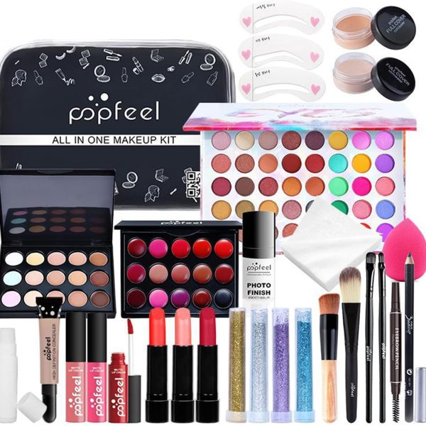 Women's Comprehensive Makeup Kit - Full All-in-One Multipurpose Set, Featuring a Makeup Brush Set, Eyeshadow Palette, Lip Gloss Collection, Makeup Bag, Eyebrow Pencil, Mascara, and Makeup Essentials