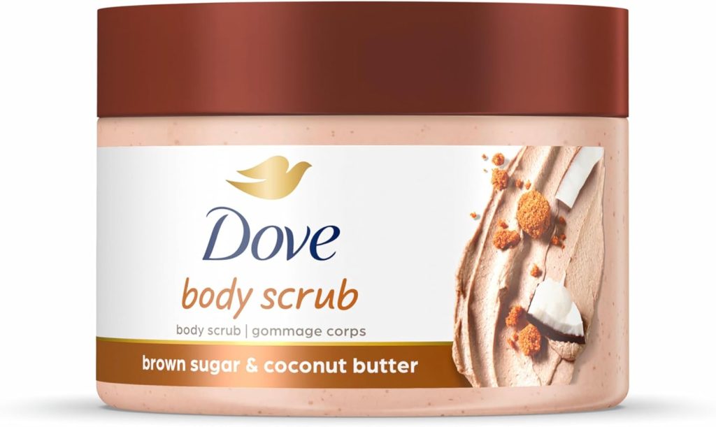 Dove Scrub Brown Sugar & Coconut Butter For Silky Smooth Skin Body Scrub Exfoliates & Restores Skin's Natural Nutrients 10.5 oz