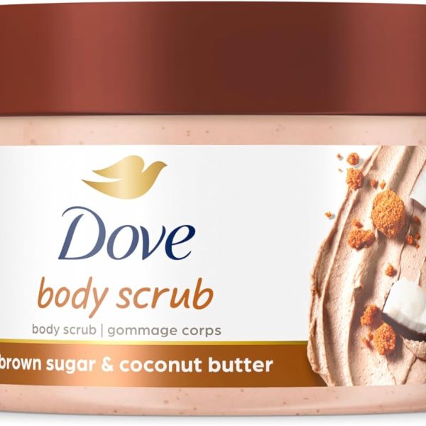 Dove Scrub Brown Sugar & Coconut Butter For Silky Smooth Skin Body Scrub Exfoliates & Restores Skin's Natural Nutrients 10.5 oz