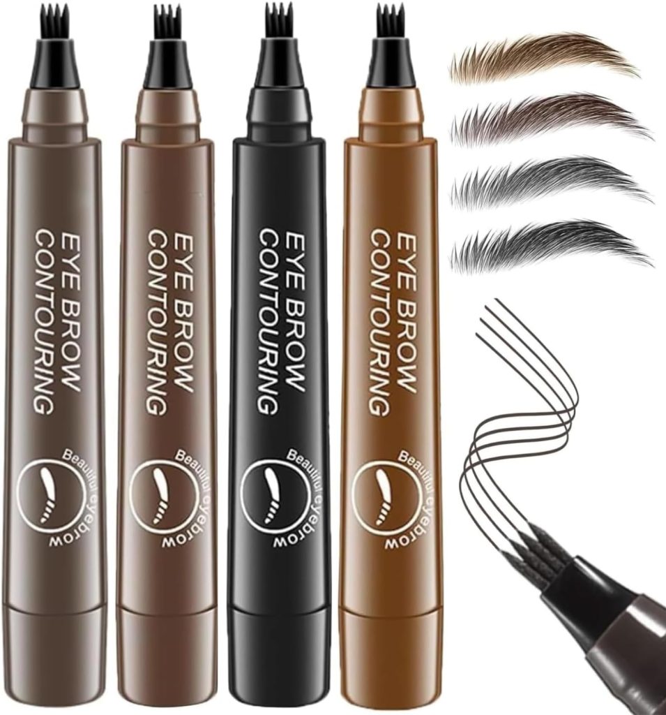 Waterproof Eyebrow Pen Dark Grey Eyebrow Pencil Liquid Brow Pen, 24-hrs Long Lasting Eyebrow Pencil For Women Brow Shaping & Filling Brow Contouring Tattoo Pen, Microblading Eyebrow Tint Pen (#04)