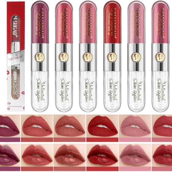 NALACAL 6 Colors Matte Liquid Lipstick and Clear Moisturizing Lip Oil, Nude to Red Lip Stain, High Pigmented Long Lasting Glossy Lip