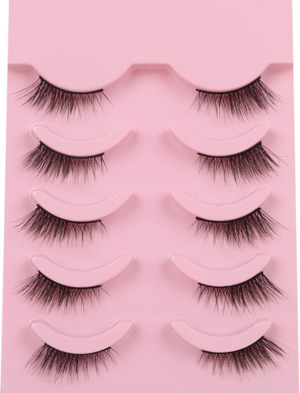 Himirell Half Lashes Natural Look Cat Eye Lashes Accent Half False Eyelashes Look Natural Small Corner Lashes Short Lashes Adhesive Lashes 5 Pairs Pack