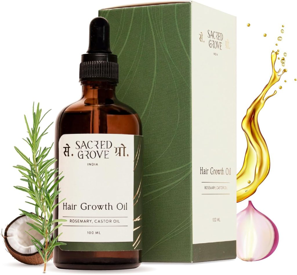 Sacred Grove | Rosemary & Castor Hair Growth Oil | Stimulates the Roots for Hair Growth | Suited For All Hair Types & Age Groups | 100 ml