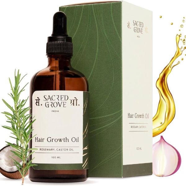 Sacred Grove | Rosemary & Castor Hair Growth Oil | Stimulates the Roots for Hair Growth | Suited For All Hair Types & Age Groups | 100 ml