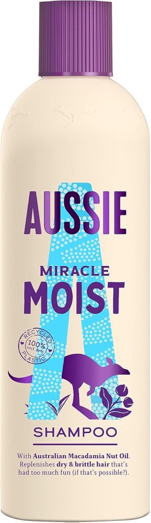 Aussie Miracle Moist Shampoo, For Dry, Really Thirsty Hair 300 ml. Silicone & Paraben Free, Multicolor