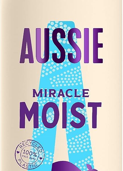 Aussie Miracle Moist Shampoo, For Dry, Really Thirsty Hair 300 ml. Silicone & Paraben Free, Multicolor