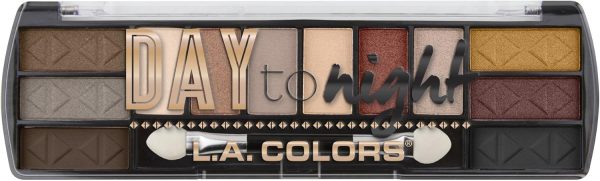 L.A. COLORS Day To Night 12 Color Eyeshadow Palette, Sundown, 0.28 oz. (CES430), Powder