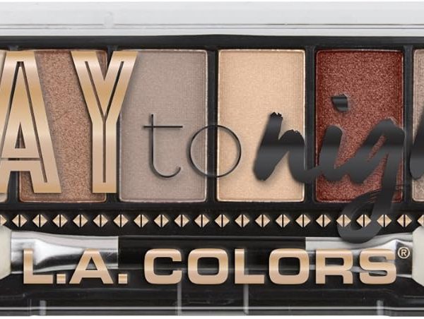 L.A. COLORS Day To Night 12 Color Eyeshadow Palette, Sundown, 0.28 oz. (CES430), Powder