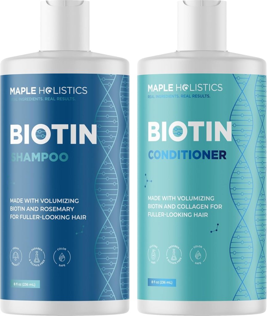 Volumizing Biotin Shampoo and Conditioner Set - Moisturizing Shampoo for Thinning Hair and Hair Loss - Sulfate Free Hair Growth Shampoo and Conditioner with Argan Oil and Jojoba Oil for Itchy Scalp