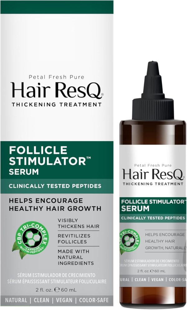 Petal Fresh Pure Hair ResQ Thickening Treatment Follicle Stimulator Serum, Encourage Healthy Growth Naturally with Caffeine, Biotin & Peptides - 60 Day Supply, 2 fl oz (60 ml)