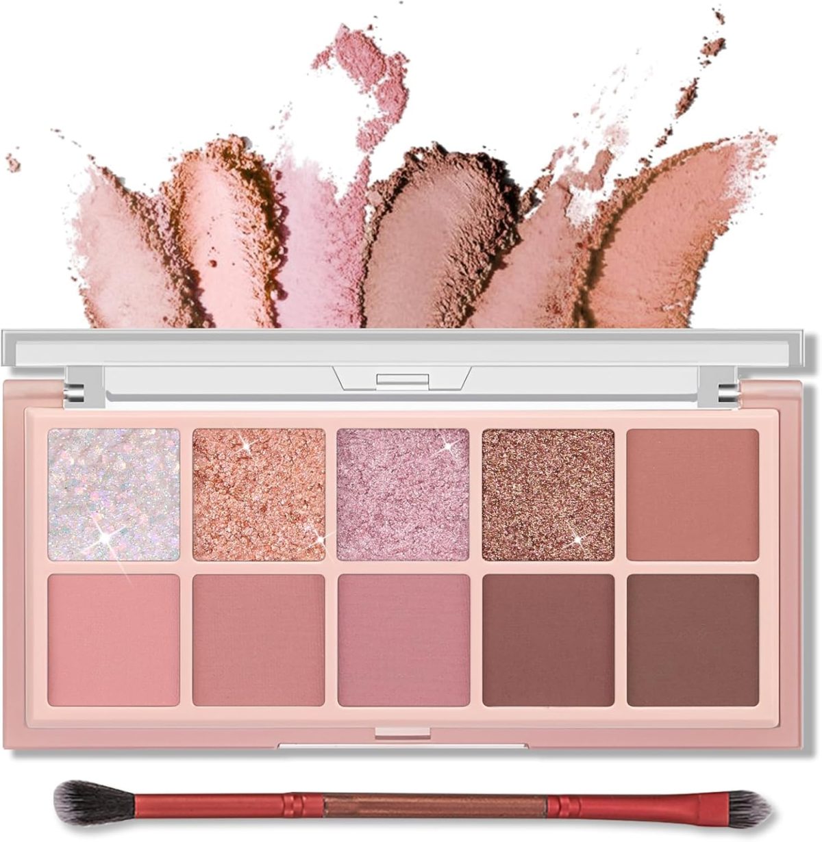 Erinde 10 Colors Eyeshadow palette with Brush,eye shadow,makeup palette, Long-Lasting Waterproof,eye makeupMatte Naked Eye Shadow, Ultra-Blendable, Easy to use, Professional Matte, Rose Pink