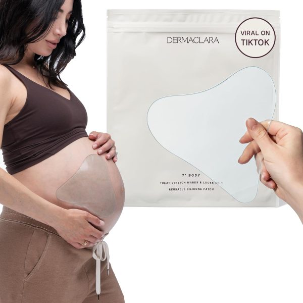 Dermaclara Enhanced Silicone Fusion Body Patch - Silicone Patches For Scars - Prevent and Treat Stretch Marks - Stretch Mark Prevention Pregnancy Must Haves - 7" x 7" x .07"