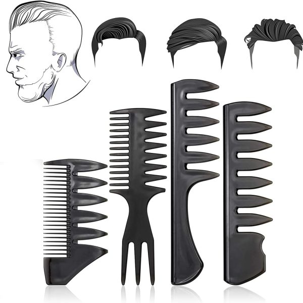 Toulifly Men's Hair Styling Comb Set, 4 Pieces