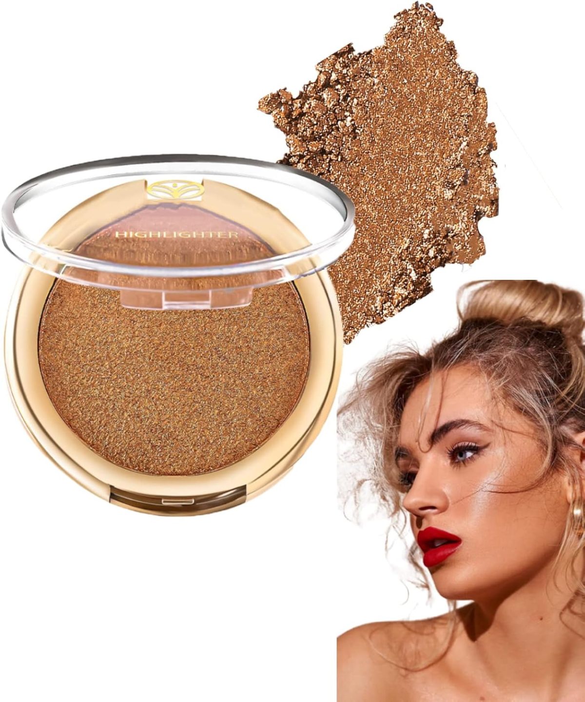 Highlighter Makeup - Waterproof Long Lasting Glitter Contour Palette - Pressed Powder Shimmer Bronzer and Highlighter - Make Up for Face Eye Body (06)